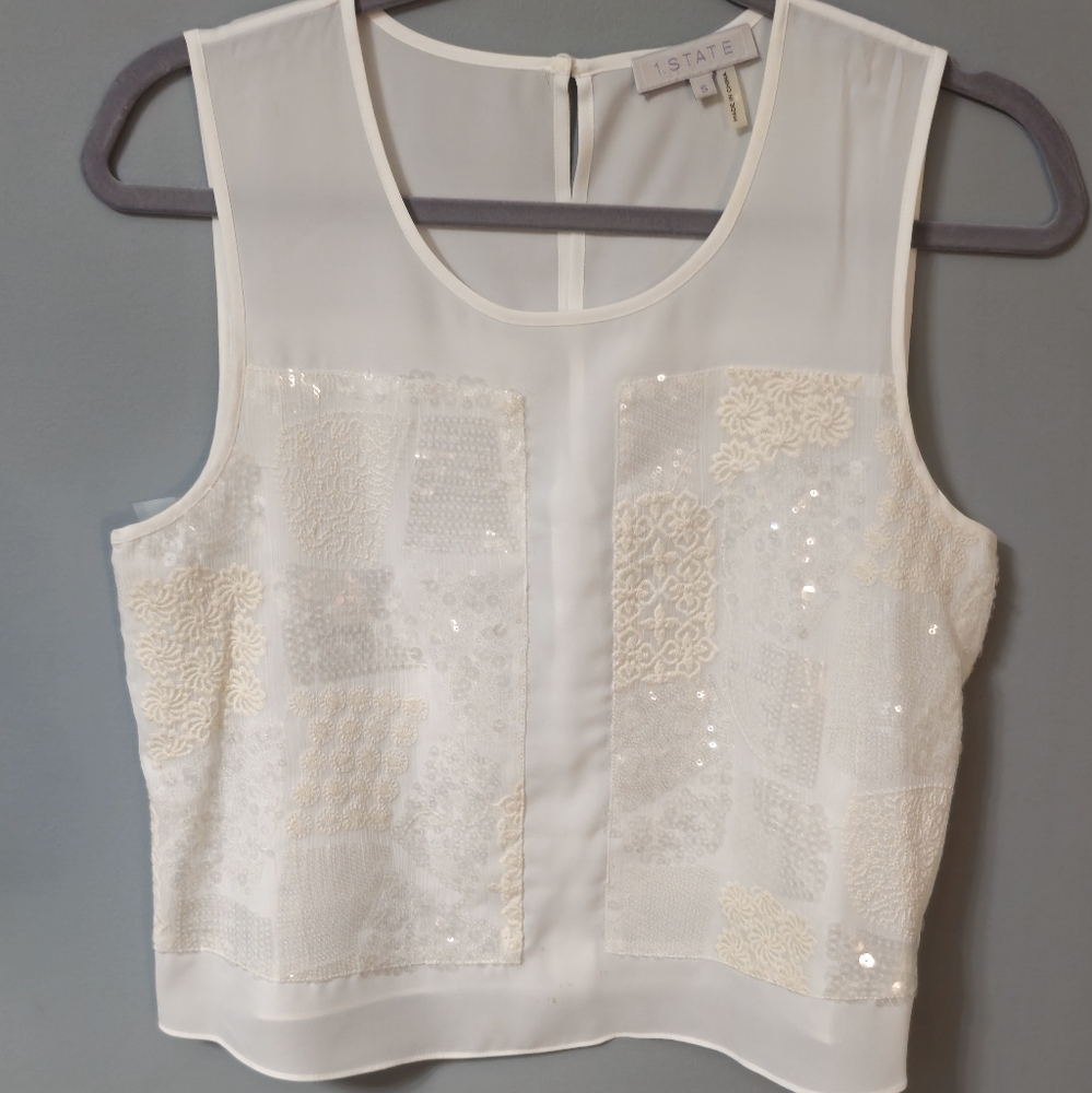 1. State Sequins Women's Top Blouse Y2K Vacation Beach